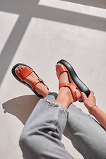 Orange sandals on a black sole with buckle  4206119 photo №3
