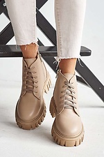 Beige massive boots for the winter made of genuine leather  8019119 photo №8