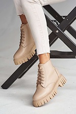 Beige massive boots for the winter made of genuine leather  8019119 photo №10