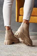 Beige massive boots for the winter made of genuine leather  8019119 photo №11