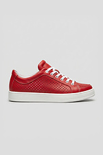 Red sneakers on molded sole in genuine leather  4207120 photo №1