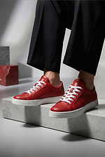 Rote Sneaker auf gegossener Sohle aus echtem Leder 4207120 Foto №2