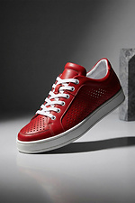 Red sneakers on molded sole in genuine leather  4207120 photo №3