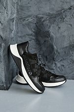 Подростковые кроссовки кожаные весенне - осенние черно - белого цвета  2505121 фото №1