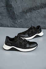 Подростковые кроссовки кожаные весенне - осенние черно - белого цвета  2505121 фото №4
