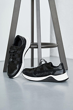 Подростковые кроссовки кожаные весенне - осенние черно - белого цвета  2505121 фото №6