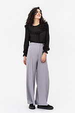 Wide straight trousers COLETTE gray with square pockets Garne 3042121 photo №4