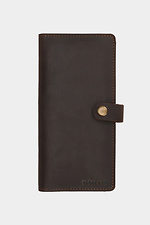 Duży portfel damski wykonany z brązowej skóry naturalnej zapinany na guzik Garne 3300121 zdjęcie №1