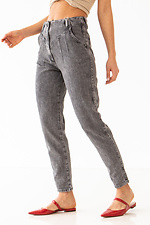 Весенние высокие джинсы слоуч серые зауженные  4009121 фото №4