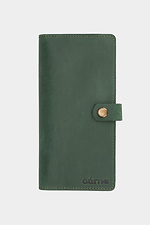 Большой женский кошелек из натуральной кожи зеленого цвета на кнопке Garne 3300122 фото №1