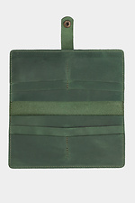 Великий жіночий гаманець із натуральної шкіри зеленого кольору на кнопці Garne 3300122 фото №3