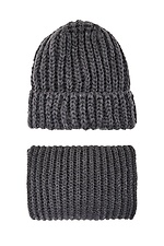 Объемный теплый комплект на зиму: шапка, шарф крупной вязки  4038122 фото №2