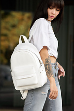 White classic women's backpack with external pocket SamBag 8045122 photo №1