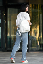 White classic women's backpack with external pocket SamBag 8045122 photo №2