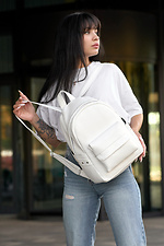 White classic women's backpack with external pocket SamBag 8045122 photo №4