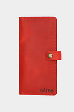 Große Damengeldbörse aus rotem Echtleder mit Knopf Garne 3300123 Foto №1