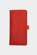 Große Damengeldbörse aus rotem Echtleder mit Knopf Garne 3300123 Foto №2