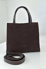 Chocolate-colored suede women's handbag Lucherino 4008123 photo №1
