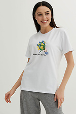 Weißes Baumwoll-T-Shirt mit patriotischem Aufdruck Garne 9000123 Foto №4