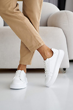 Женские кожаные весенне - осенние кроссовки белые  2505124 фото №4