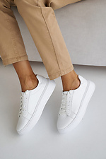 Женские кожаные весенне - осенние кроссовки белые  2505124 фото №6