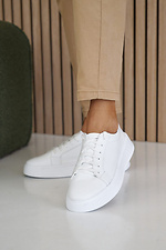 Damen-Leder-Frühlings-/Herbst-Sneakers in Weiß  2505124 Foto №8