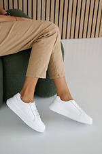 Женские кожаные весенне - осенние кроссовки белые  2505124 фото №11