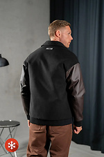 Men's Warm Cashmere Bomber Jacket TEAMV Casual Black with Brown Sleeves Teamv 8034124 photo №2