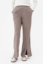 Теплі штани прямого крою TESSA бежевого кольору з розрізами знизу Garne 3042125 фото №1