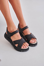 Black leather sandals on wedges  4206125 photo №1