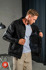 Men's Warm Cashmere Bomber Jacket TEAMV Casual Black Teamv 8034125 photo №2