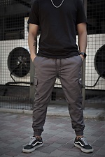 Gray cotton cargo pants with cuffs Without 8048125 photo №2