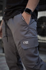 Gray cotton cargo pants with cuffs Without 8048125 photo №4