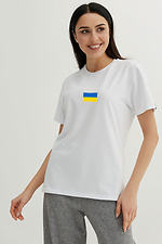 Белая хлопковая футболка с патриотическим принтом Garne 9000125 фото №4