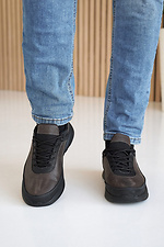 Męskie skórzane sneakersy wiosna - jesień czarno - brązowe  2505126 zdjęcie №1