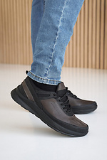 Męskie skórzane sneakersy wiosna - jesień czarno - brązowe  2505126 zdjęcie №2
