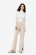 Warm TESSA straight-fit trousers in milky color with slits at the bottom Garne 3042126 photo №2