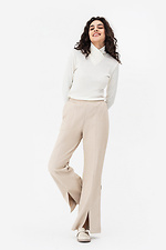 Warm TESSA straight-fit trousers in milky color with slits at the bottom Garne 3042126 photo №4