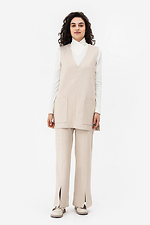 Warm TESSA straight-fit trousers in milky color with slits at the bottom Garne 3042126 photo №7