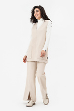 Warm TESSA straight-fit trousers in milky color with slits at the bottom Garne 3042126 photo №8