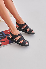 Schwarze Ledersandalen mit Schnalle 4206126 Foto №2