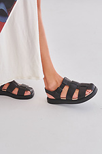 Schwarze Ledersandalen mit Schnalle 4206126 Foto №4