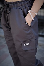 Gray cotton cargo pants with cuffs Without 8048126 photo №4