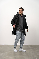 Herren Warme Lange Winterparkajacke Schneemann Schwarz Without 8056126 Foto №4