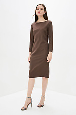 Деловое платье BELL ниже колена из костюмки коричневого цвета Garne 3038127 фото №2