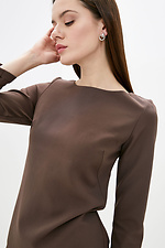 Деловое платье BELL ниже колена из костюмки коричневого цвета Garne 3038127 фото №5