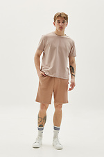 Summer cotton set for men, beige T-shirt and shorts GEN 7770127 photo №1