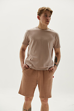 Summer cotton set for men, beige T-shirt and shorts GEN 7770127 photo №5