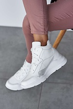 Белые высокие кроссовки на зиму из натуральной кожи 8019127 фото №2