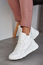 Белые высокие кроссовки на зиму из натуральной кожи 8019127 фото №3